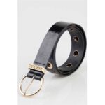 Sissy Boy Patent Belt Gold Eyelets Blk
