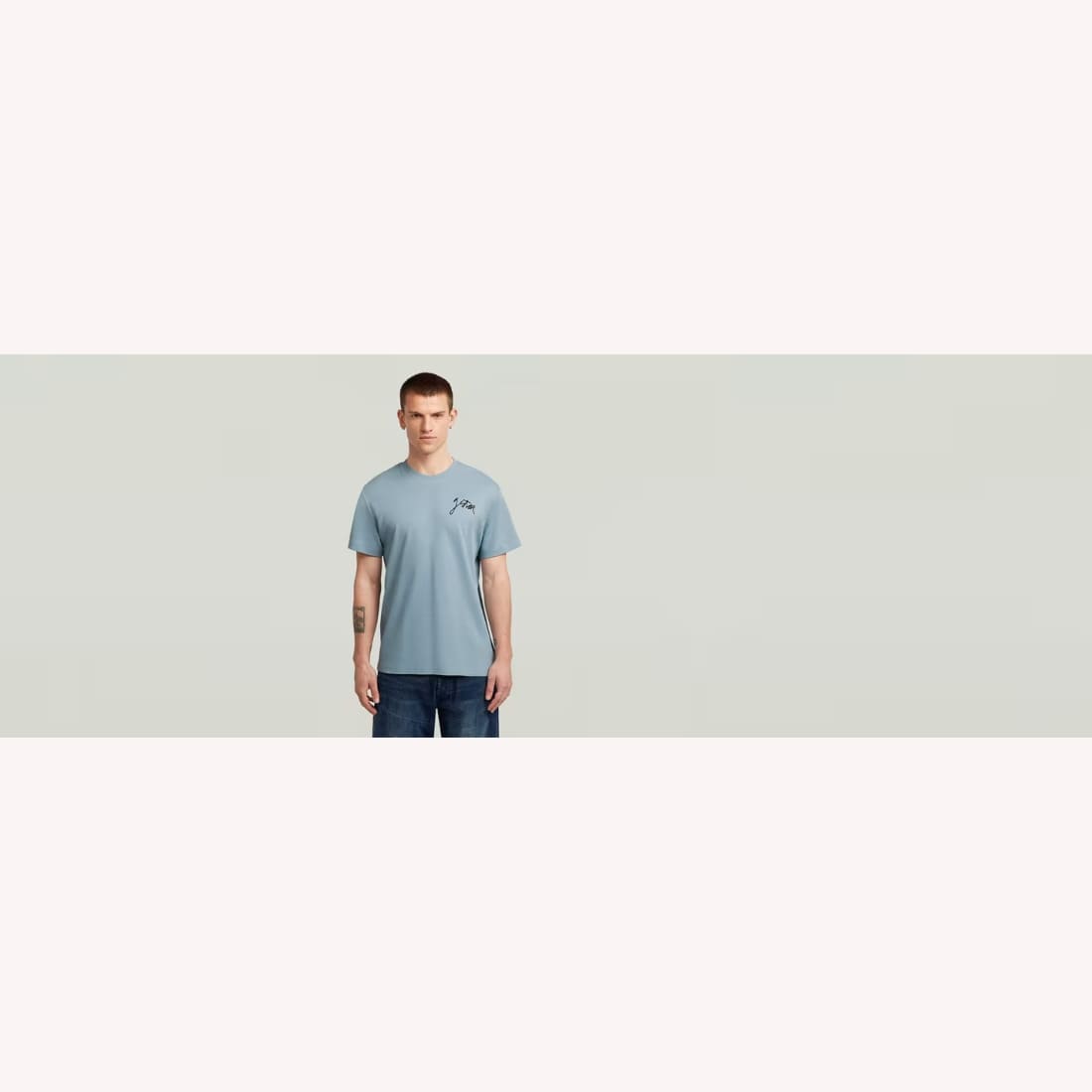 543-1094 G-Star Raw Script S/S Tee Ash Blue - Image 1