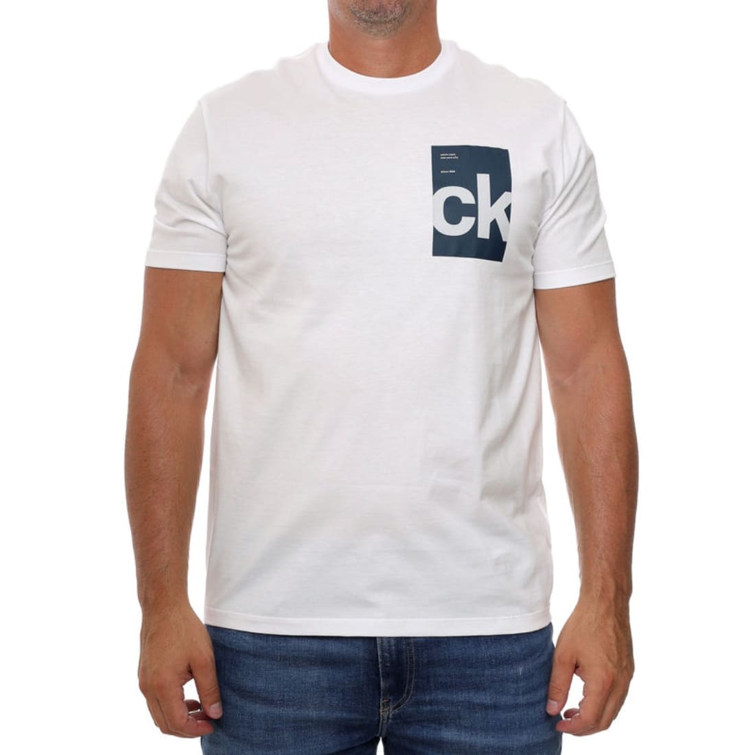 739-177 Calvin Klein Eu Box Graphic S/S Tee Wht - Image 1